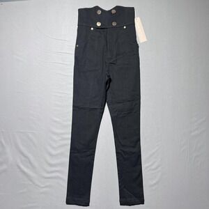 Alice McCall J'adore Jeans Womens 2 Black High Rise Gold Button Skinny Pants